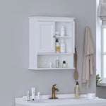 Spirich Bathroom Cabinet Wall Mounted with Doors, Wood Hanging Cabinet with Doors and Shelves Over The Toilet, Bathroom Wall Cabinet White