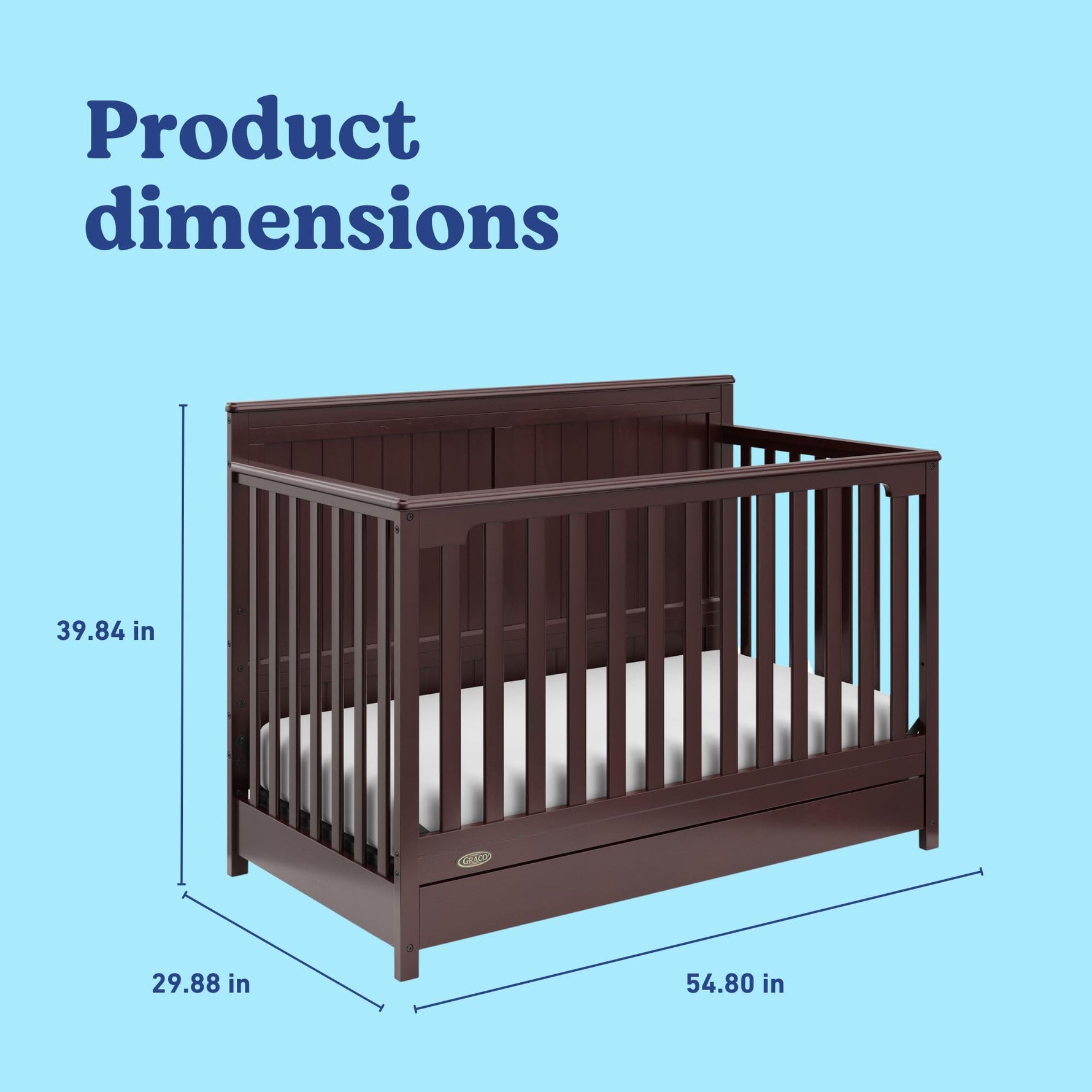Graco Hadley 5-in-1 Convertible Crib with Drawer – GREENGUARD Gold Certified, Fits Standard Crib Mattress, Converts to Toddler Bed, Daybed and Full Bed, 4 Adjustable Mattress Heights (White)