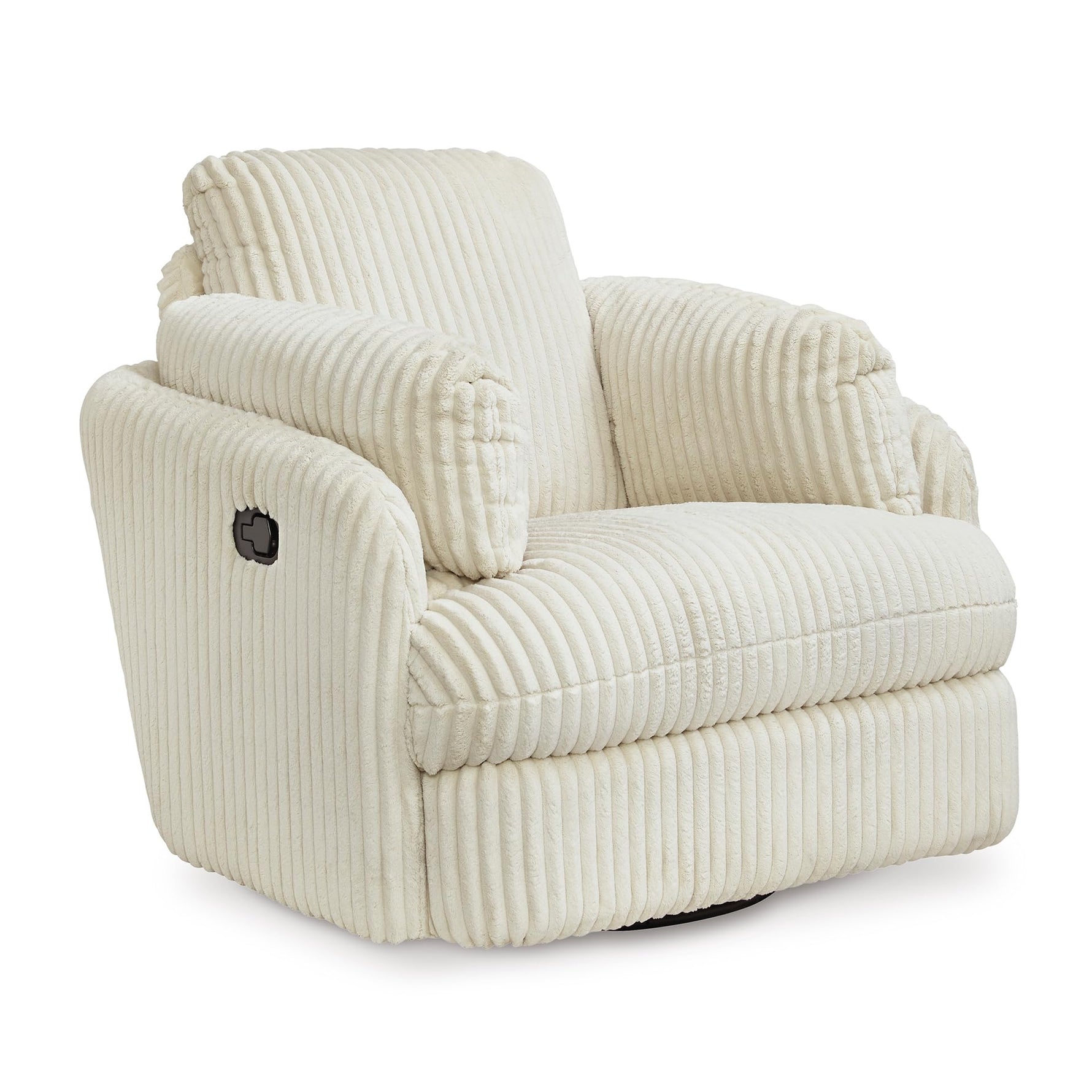 Signature Design by Ashley Tie-Breaker Swivel Glider Recliner, 2 Bolster Pillows, Hidden Storage, Fabric Upholstery, 41.38" W x 40.25" D x 39.75" H, Light Gray