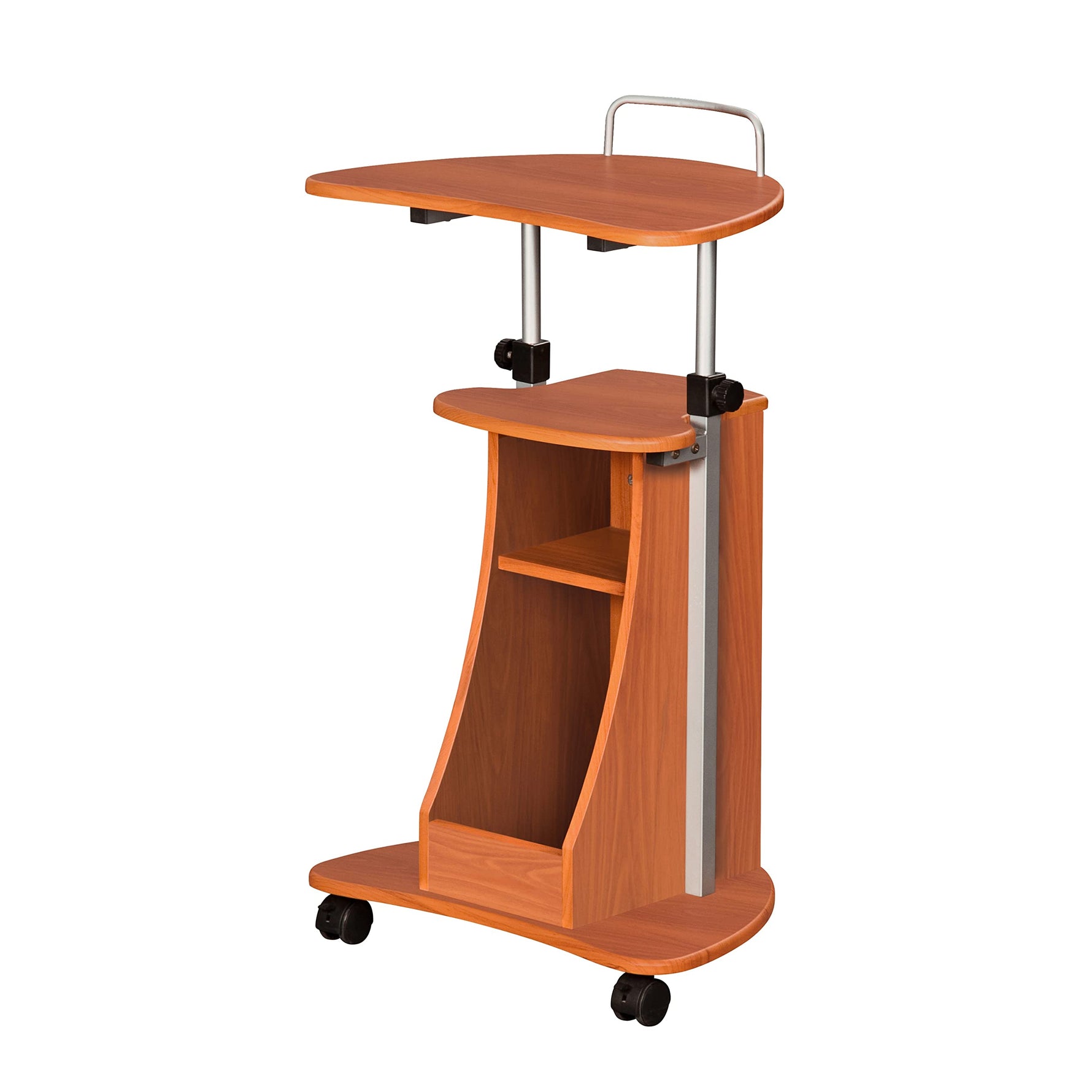 Techni Mobili Sit-to-Stand Rolling Adjustable Height Laptop Cart with Storage, Graphite, 22 x 16 x 46