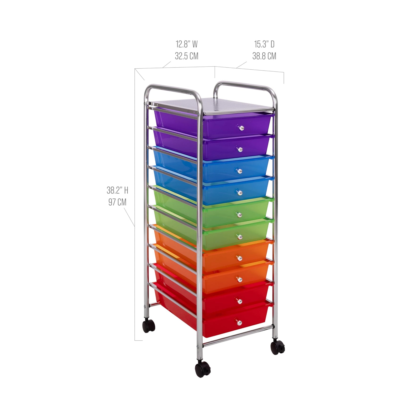 Seville Classics Rolling Utility Organizer Storage Cart , for Home Office, School, Classroom, Scrapbook, Hobby, Craft, 15 Drawer, Black