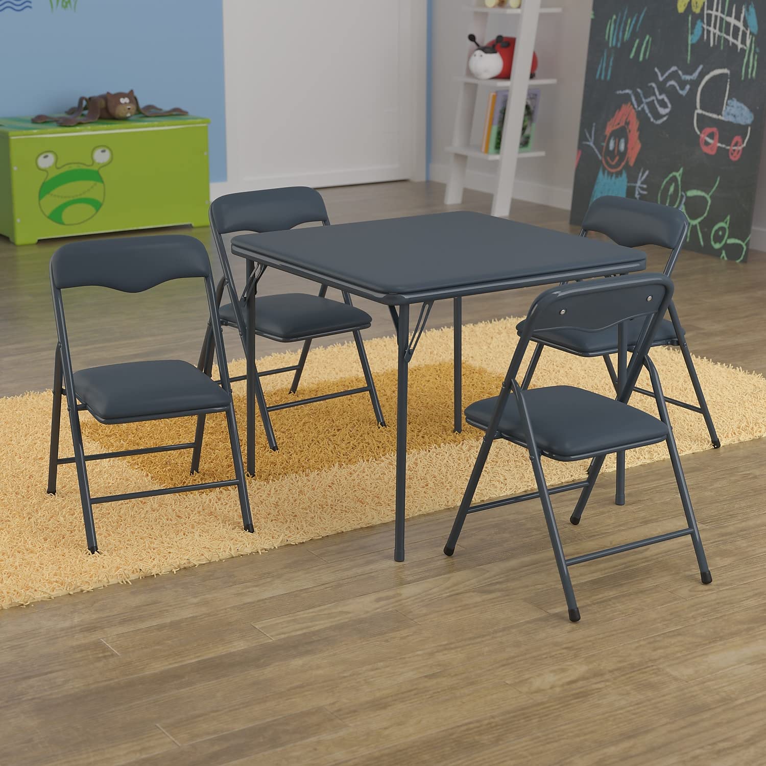 Flash Furniture Mindy Kids 5-Piece set Folding Square Table and Chairs Set for Daycare and Classrooms, Children's Activity Table and Chairs Set, Multicolor