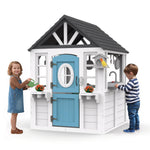 BTMWAY Kids Playhouse Outdoor,Cedar Wooden Play House for Kids Ages 3-8,with Dutch Door, Play Kitchen, Interactive Doorbell, Sink, Flowerpot, Birdcage