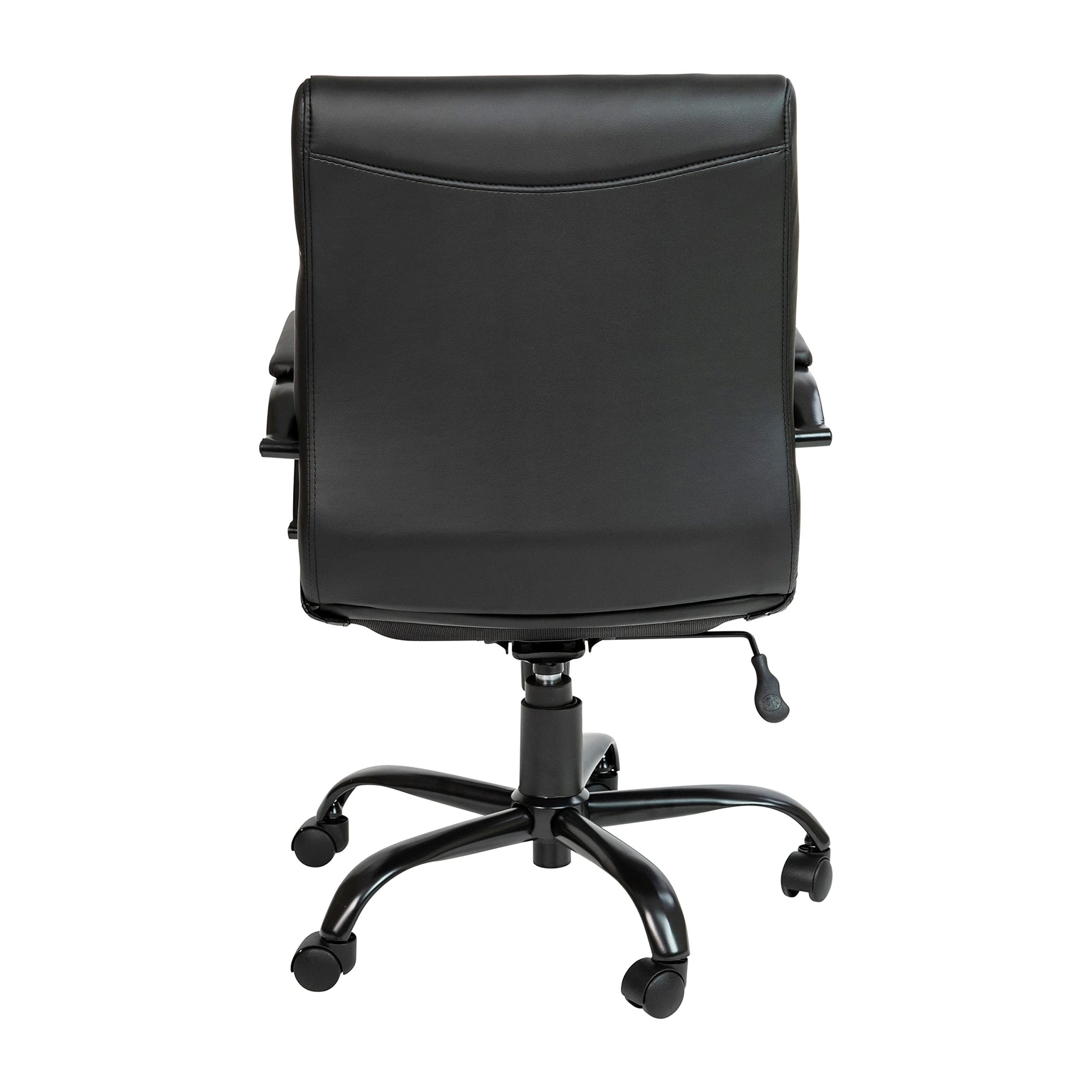 Flash Furniture Whitney Mid-Back Swivel LeatherSoft Desk Chair with Wheels, Padded Seat and Armrests, Adjustable Height Padded Office Chair, Black