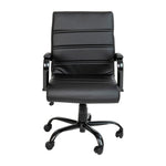 Flash Furniture Whitney Mid-Back Swivel LeatherSoft Desk Chair with Wheels, Padded Seat and Armrests, Adjustable Height Padded Office Chair, Black