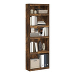 Furinno Jaya Book Shelf, 5-Tier Bookshelf, Bookcase with Adjustable Shelves, 9.5 x 24.5 x 71.2, for Organization and Storage, for Living Room, Bedroom, Home Office, Blackwood
