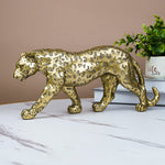 Cheetah Statue Home Decor Leopard Sculpture Resin Sitting Cheetah Figurine Desktop Table Top Ornament Decoration for Home Office-Gold Or Silver (Walking-Champagne Gold)