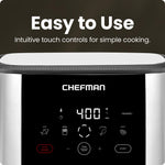 Chefman Air Fryer 8 Qt | TurboFry® 4-in-1 with 450°F Hi-Fry Option for Crispier Results | Bake, Dehydrate, Frozen | XL Nonstick Dishwasher-Safe Basket | Stainless Steel