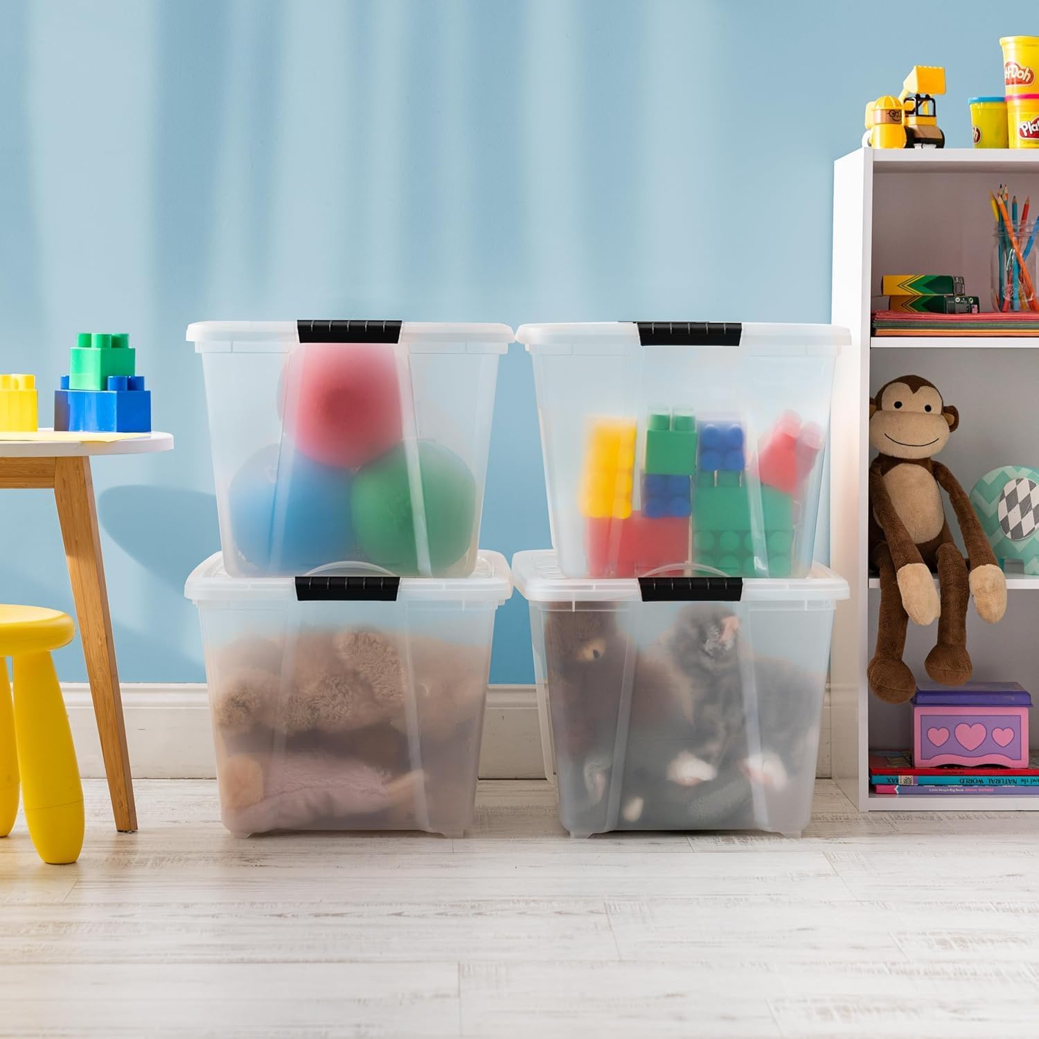 IRIS USA 6-Pack 6 Quart Storage Bins with Lids | Transparent design makes contents easy to find. Ideal for shoes, photos, documents, and small essentials. Nestable design