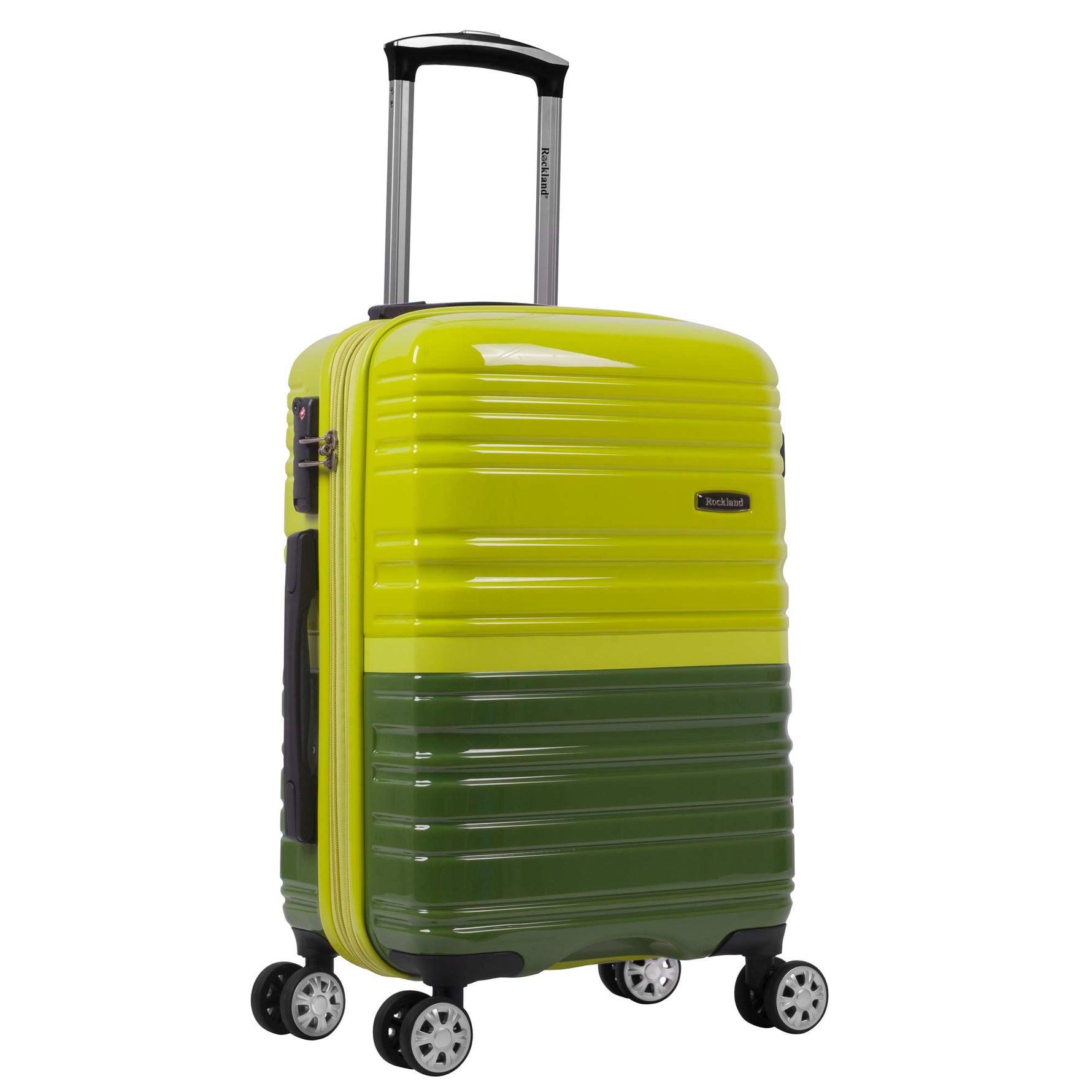 Rockland Melbourne Hardside Expandable Spinner Wheel Luggage, Checked Large 28", Black