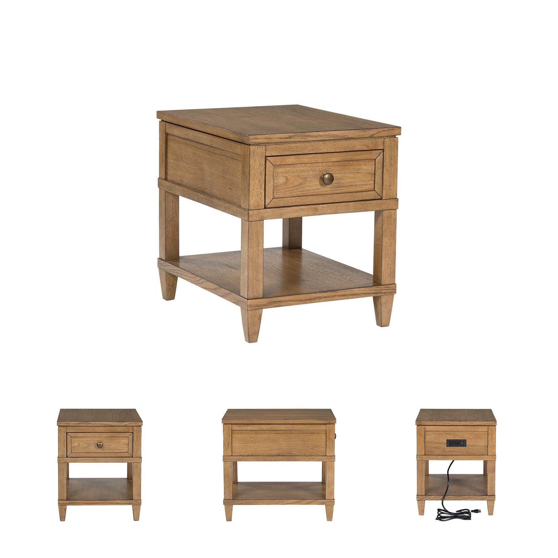 Signature Design by Ashley Havalance Farmhouse Rectangular End Table, Floor Shelf, Wood, 26" W x 24.13" D x 24" H, Vintage Gray & White with Weathered Finish