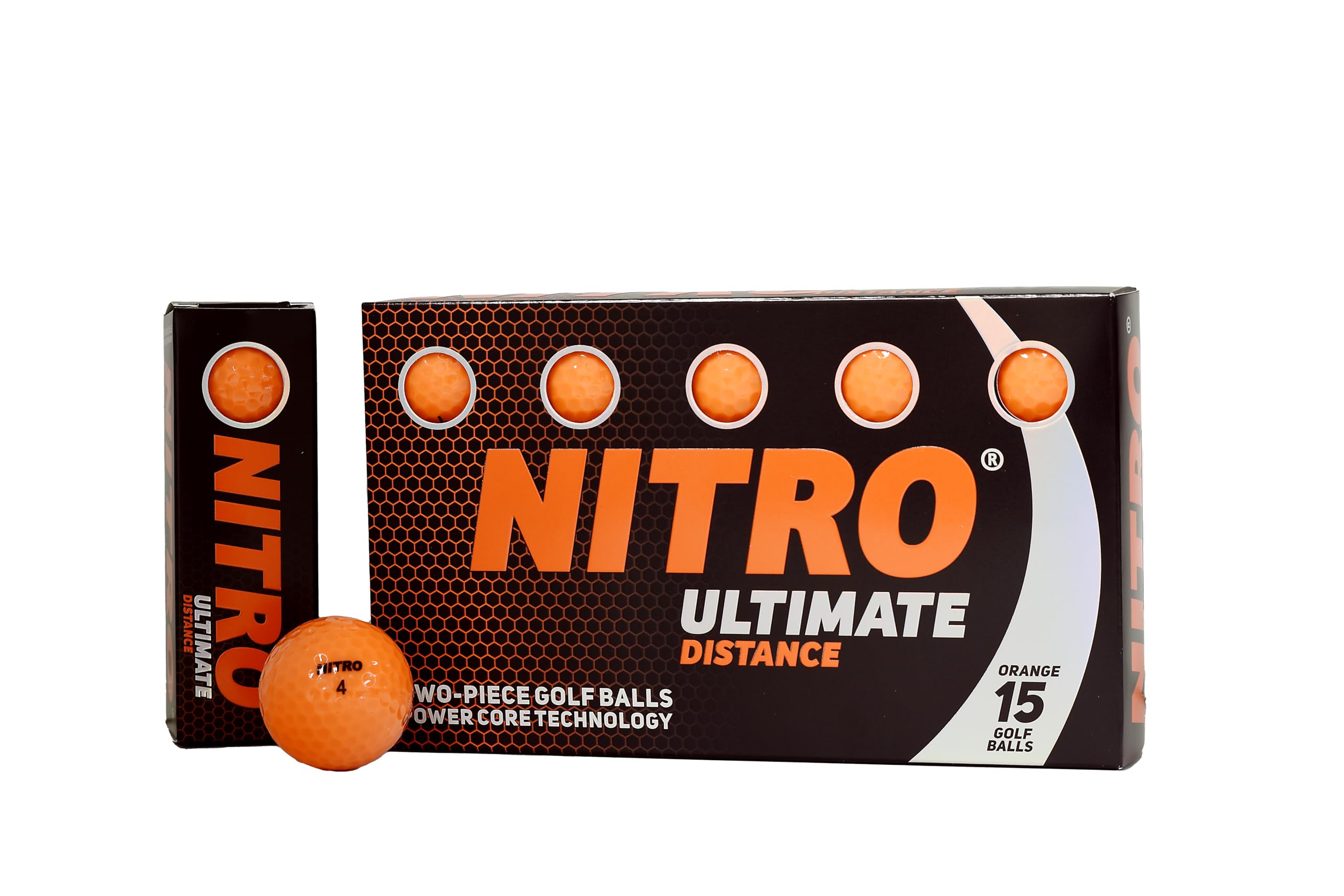 Nitro Ultimate Distance Golf Balls- 15 Pack- Orange- 85 Compression- USGA Approved