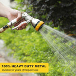 FANHAO Garden Hose Nozzle, 100% Heavy Duty Metal Spray Nozzle with Thumb Control, High Pressure Water Nozzle with 8 Adjustable Spray Patterns for Watering Plants, Washing Cars and Showering Pets