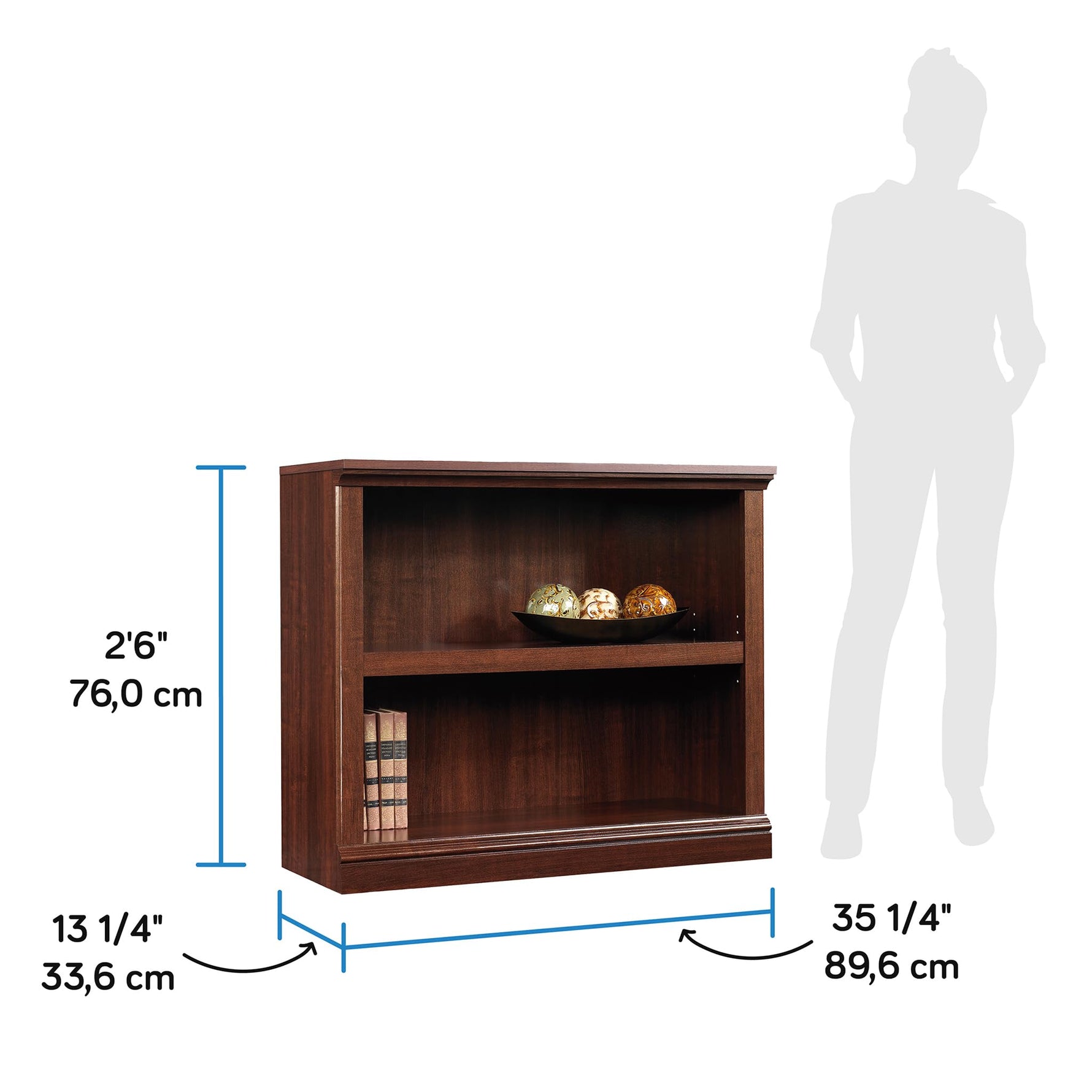 Sauder 2 Tier Book Shelf Wooden Bookcase Multipurpose Bookshelf for Home Office, Living Room, in Salt Oak