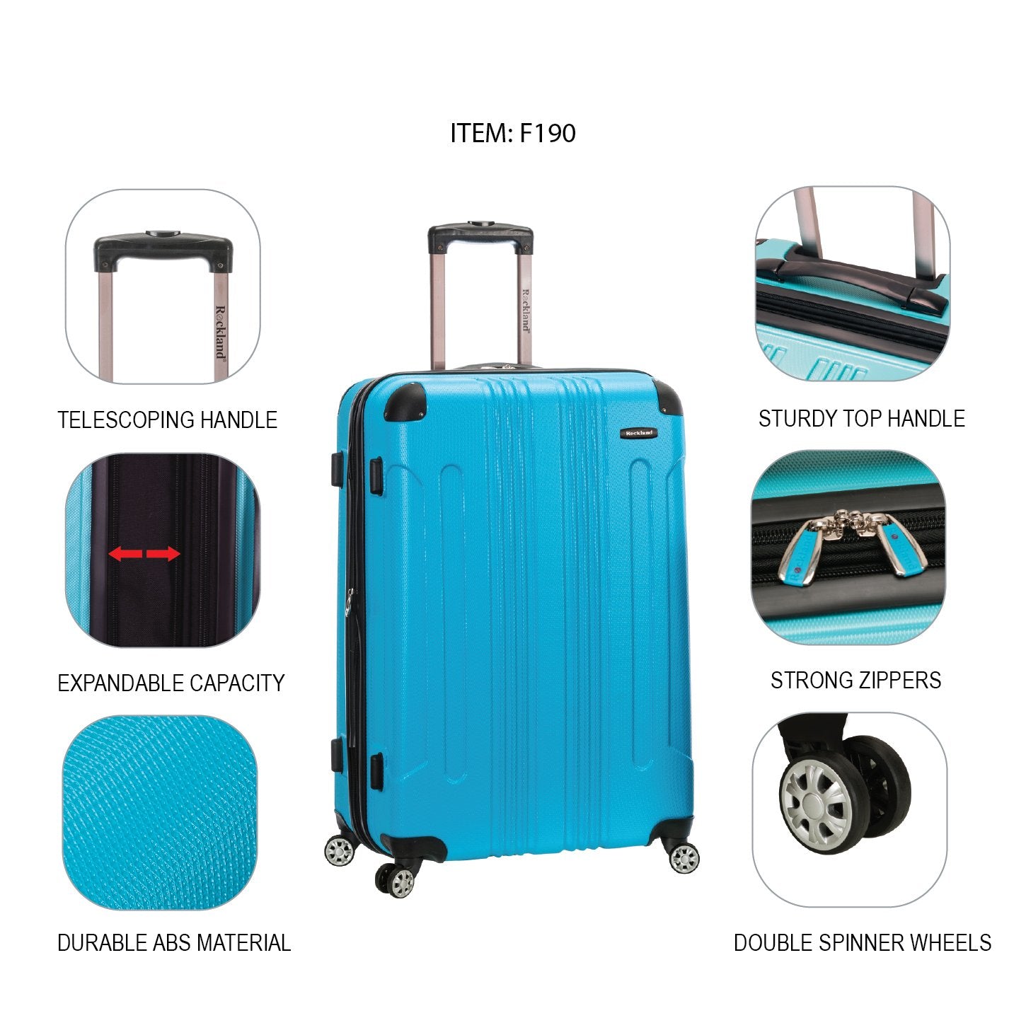 Rockland London Hardside Spinner Wheel Luggage, Carry-On 20", Mint