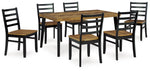 Signature Design by Ashley Caitbrook Rustic 7-Piece Dining Set – Rectangular Table with 6 X-Back Upholstered Chairs, Gray