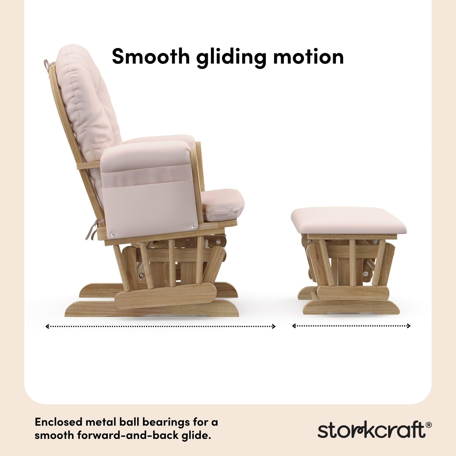 Storkcraft Premium Hoop Glider & Ottoman (Espresso with Beige) — GREENGUARD Gold Certified, Solid Wood Craftsmanship, Convenient Storage Pockets, Glider Rocking Chair for Nursery, Multi-Award-Winning