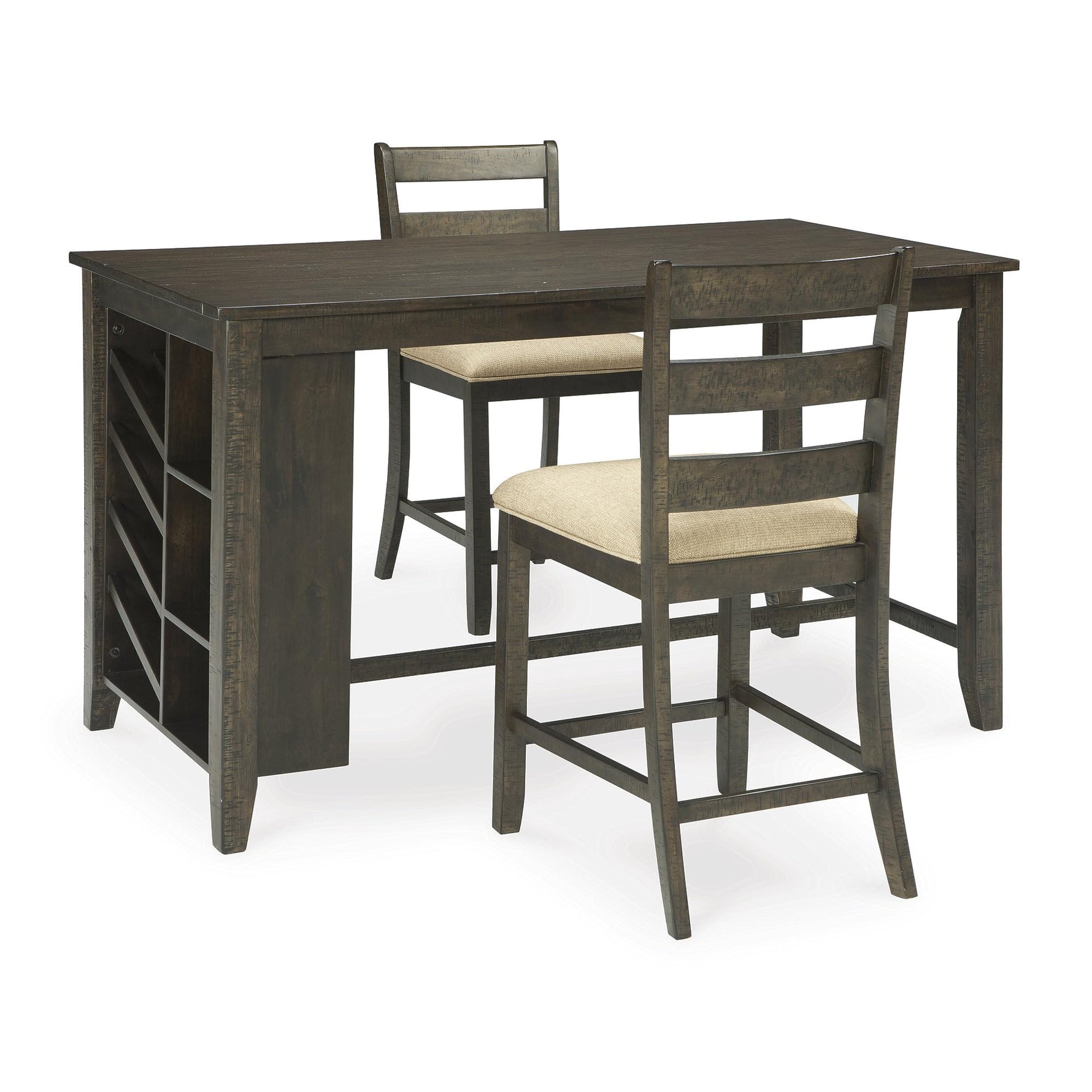 Signature Design by Ashley Skempton | 2-Count 24" Counter-Height Upholstered Bar Stools – Coastal Chic Ladder-Back, Antique White