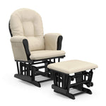 Storkcraft Premium Hoop Glider & Ottoman (Espresso with Beige) — GREENGUARD Gold Certified, Solid Wood Craftsmanship, Convenient Storage Pockets, Glider Rocking Chair for Nursery, Multi-Award-Winning