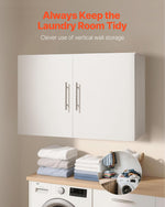 VEVOR Laundry Room Wall Cabinet, 2-Tier Wall Mounted Hanging Cabinet with Adjustable Shelf, Cupboard Storage with 2 Doors, for Kitchen, Bathroom, Laundry, 11.8 x 23.6 x 23.6 in (D x W x H), White