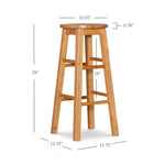 Linon Natural Barstool with Round Seat, 24-Inch