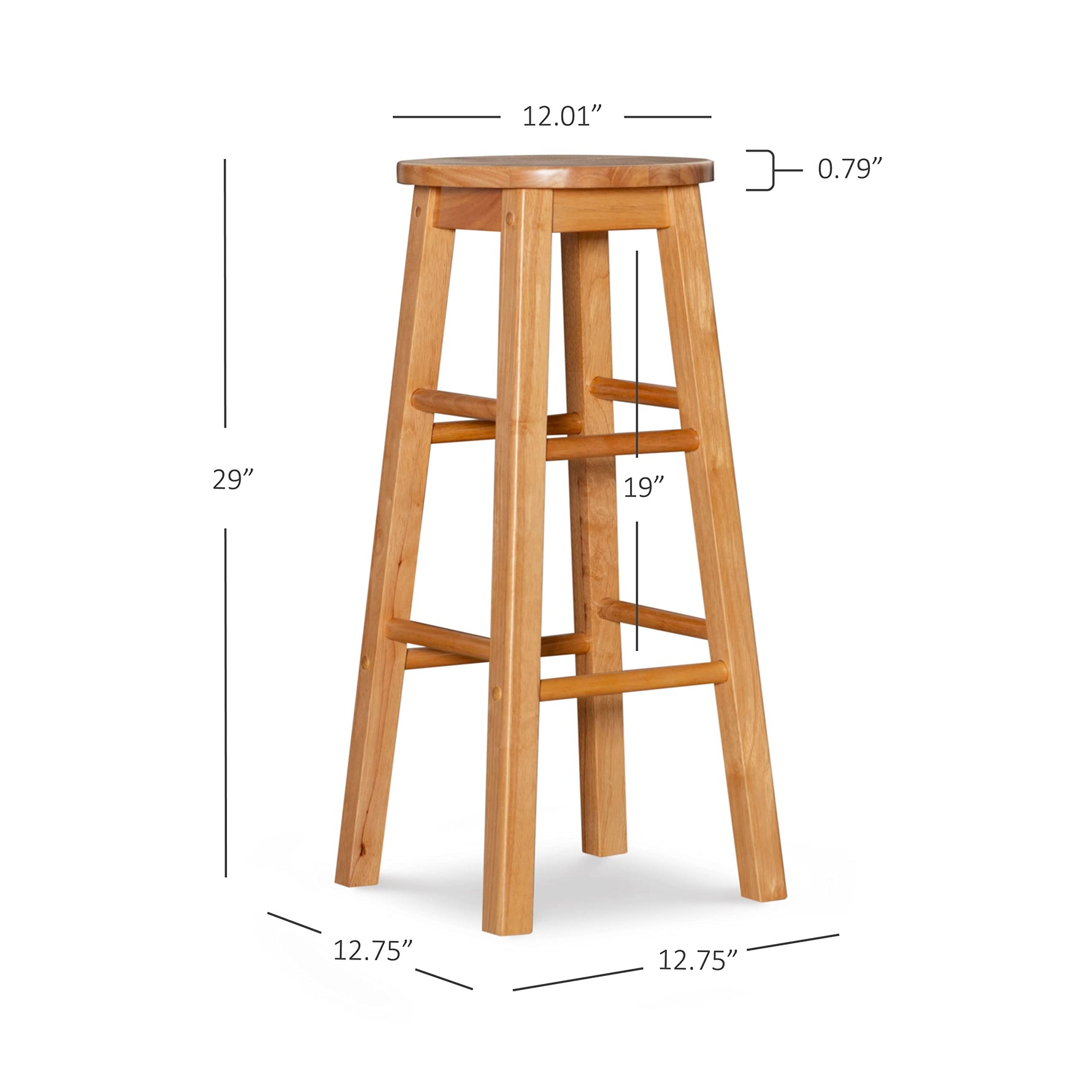 Linon Natural Barstool with Round Seat, 24-Inch