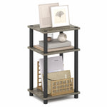 Furinno JUST Side Table, 3-Tier End Table, Open Shelves Night Stand, Bedside Table, Toolless Assembly, for Living Room, Bedroom, Bathroom, Columbia Walnut