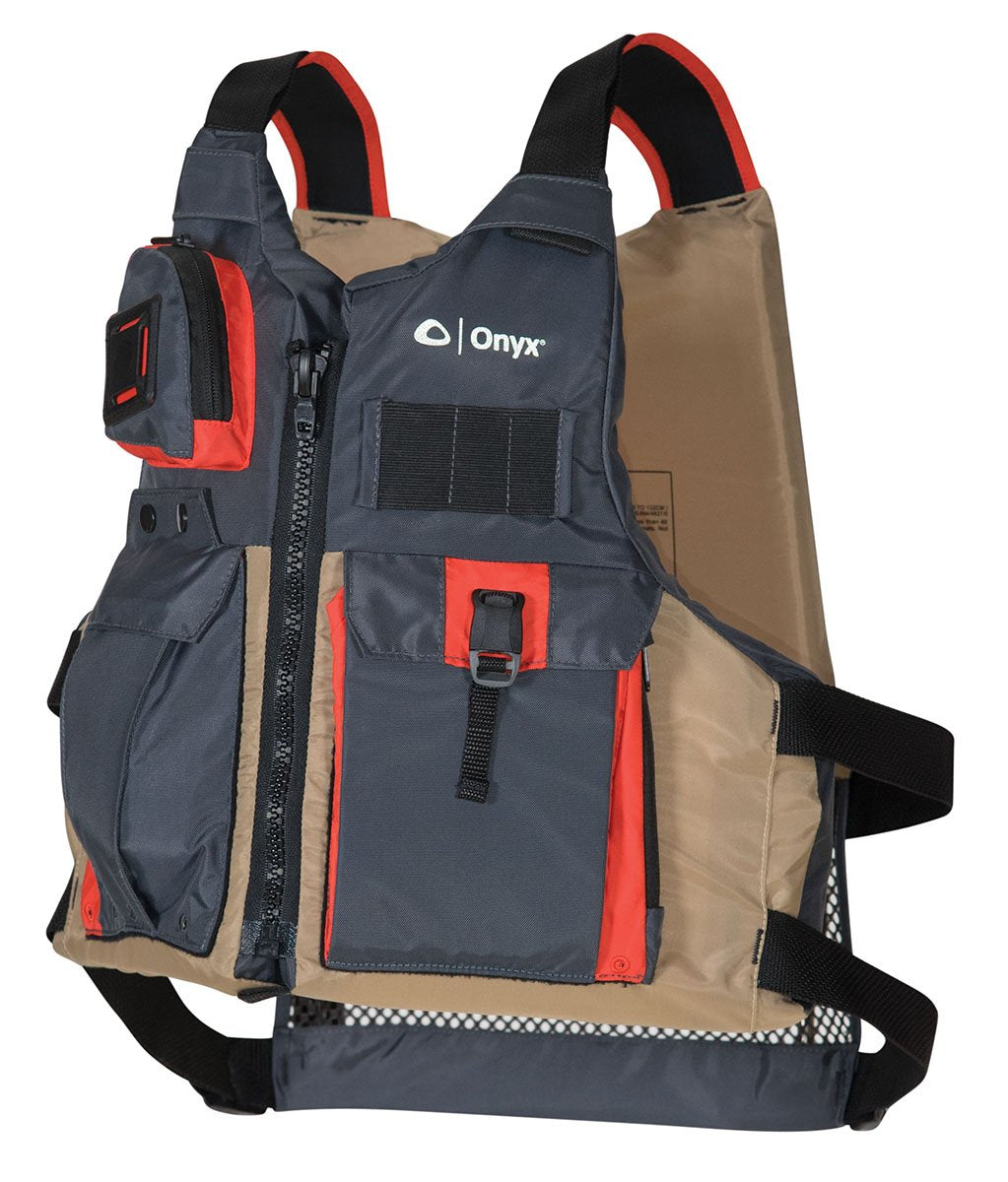 Onyx Kayak Fishing Life Jacket – USCGA PFD/Life Jacket with Multiple Pockets, High-Back Design & Adjustable Straps for Paddle Sports & Fishing