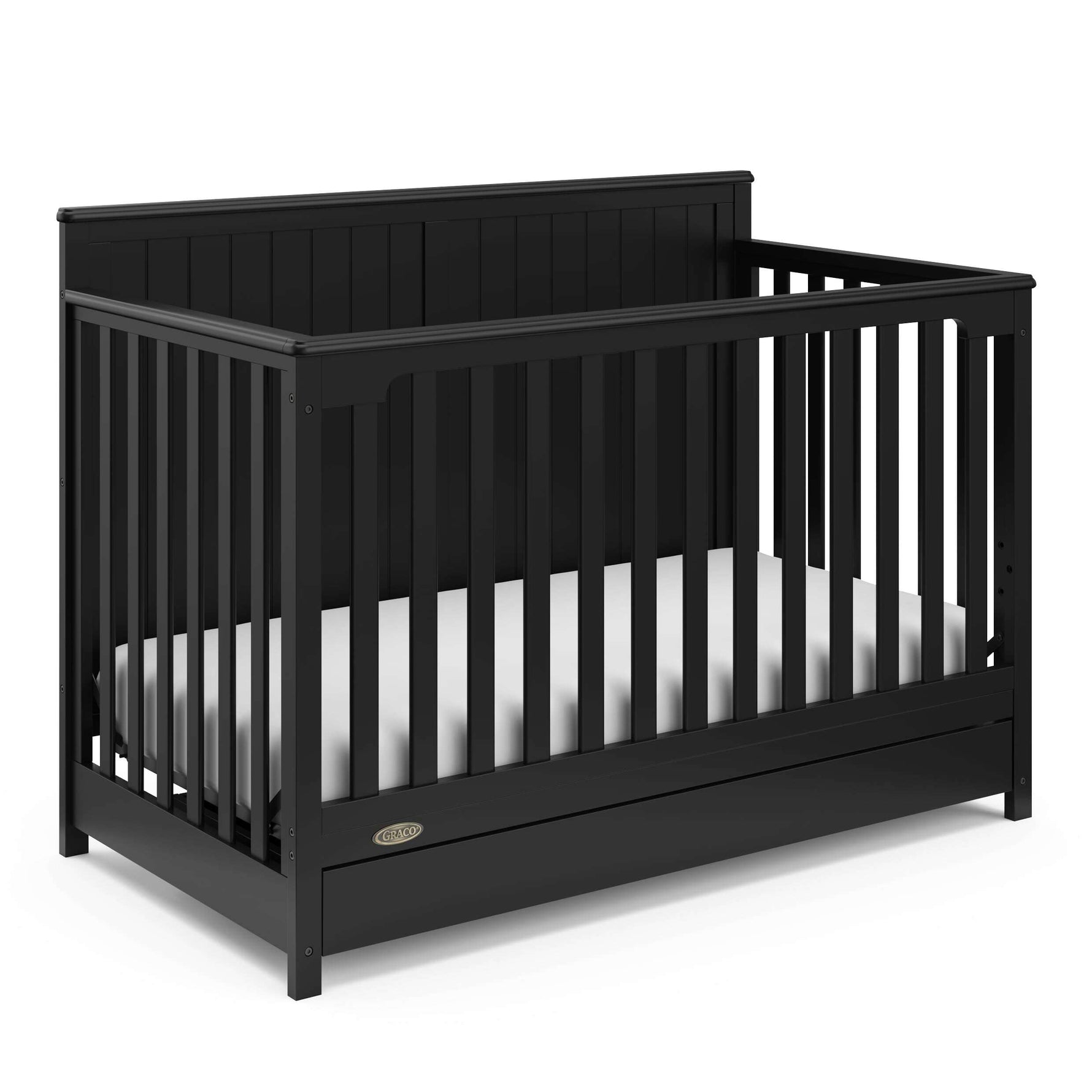 Graco Hadley 5-in-1 Convertible Crib with Drawer – GREENGUARD Gold Certified, Fits Standard Crib Mattress, Converts to Toddler Bed, Daybed and Full Bed, 4 Adjustable Mattress Heights (White)