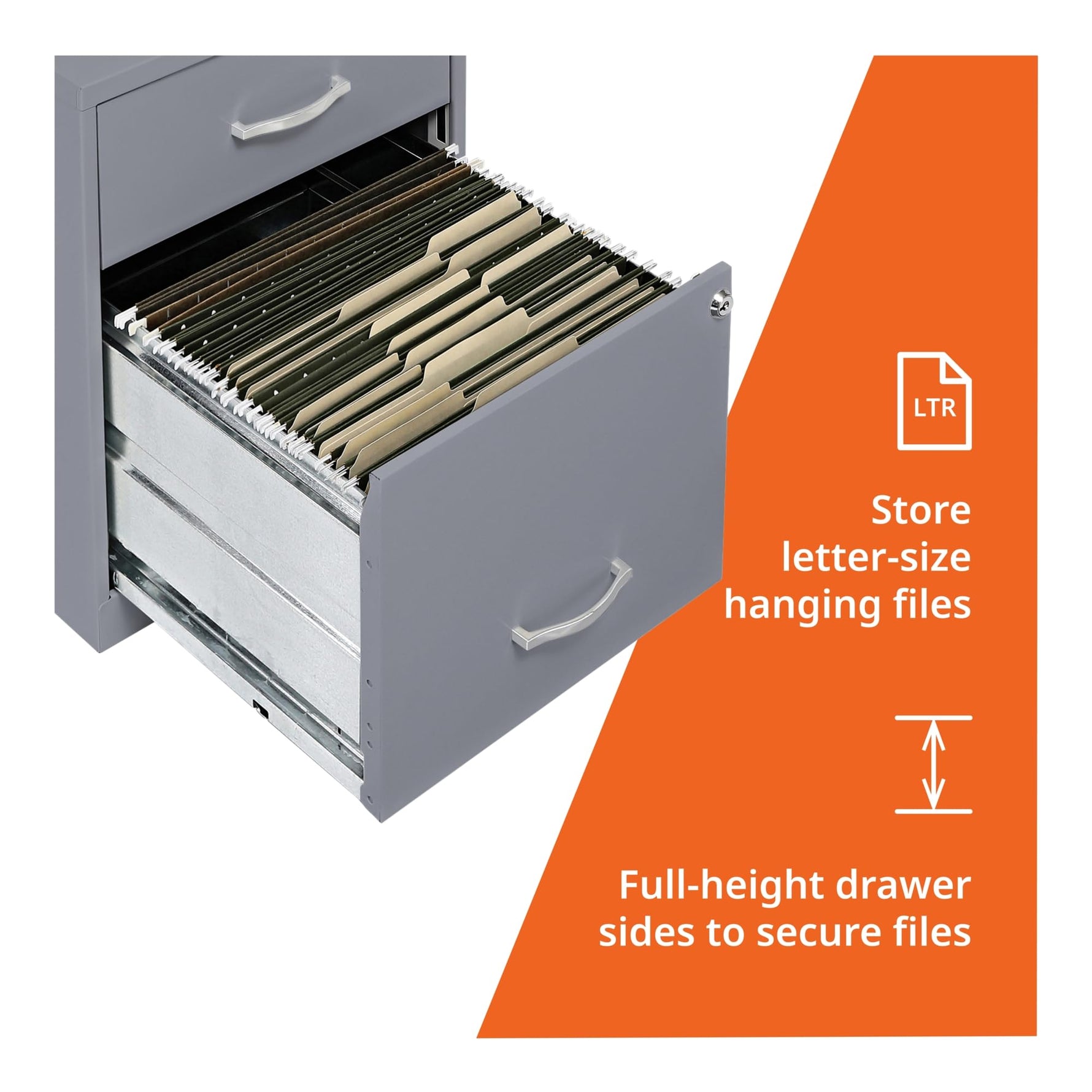 NuSparc 2 Drawer Locking Filing Cabinet | Pre-Assembled Steel Construction | Space-Saving Design is Perfect for Home and Small Office | Letter-Size | Assembled in North America