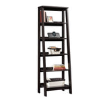 Sauder Ladder Bookshelf 5 Tier Trestle Ladder Shelf Wooden Bookcase, in Jamocha Wood