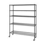 UltraDurable 5-Tier NSF Steel Wire Shelving, 48"W x 24"D x 76"H, Black | Heavy-duty commercial-grade solid steel wire storage rack featuring 800 pounds per shelf weight capacity