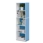 Furinno LUDER Book Shelf, 5-Cube Bookshelf, Reversible Bookcase, 9.4 x 19.5 x 31.5, Easy Assembly, for Living Room, Bedroom, Home Office, White