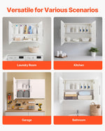VEVOR Laundry Room Wall Cabinet, 2-Tier Wall Mounted Hanging Cabinet with Adjustable Shelf, Cupboard Storage with 2 Doors, for Kitchen, Bathroom, Laundry, 11.8 x 23.6 x 23.6 in (D x W x H), White