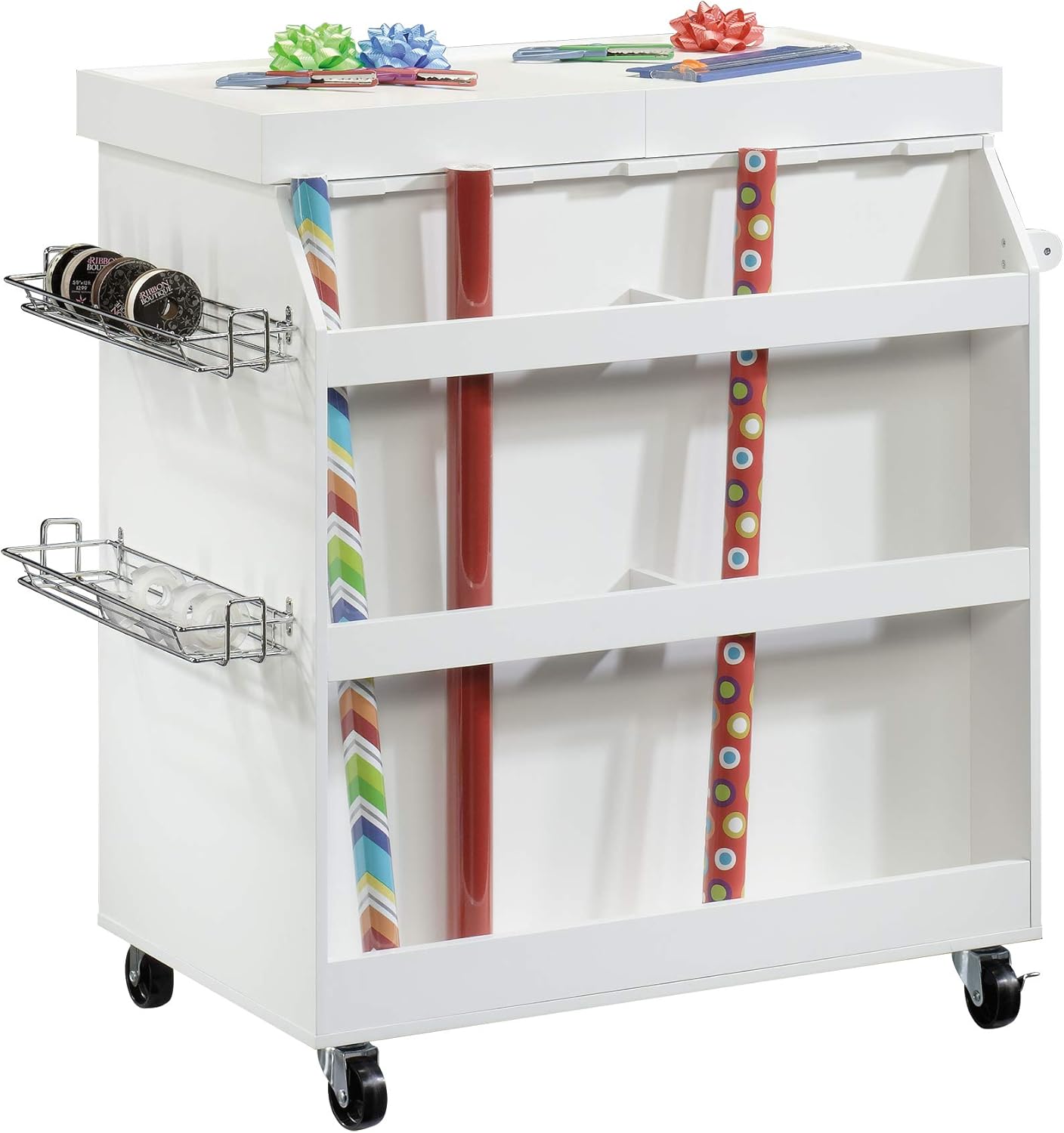 Sauder Craft Pro Series Craft Cart, Soft White finish