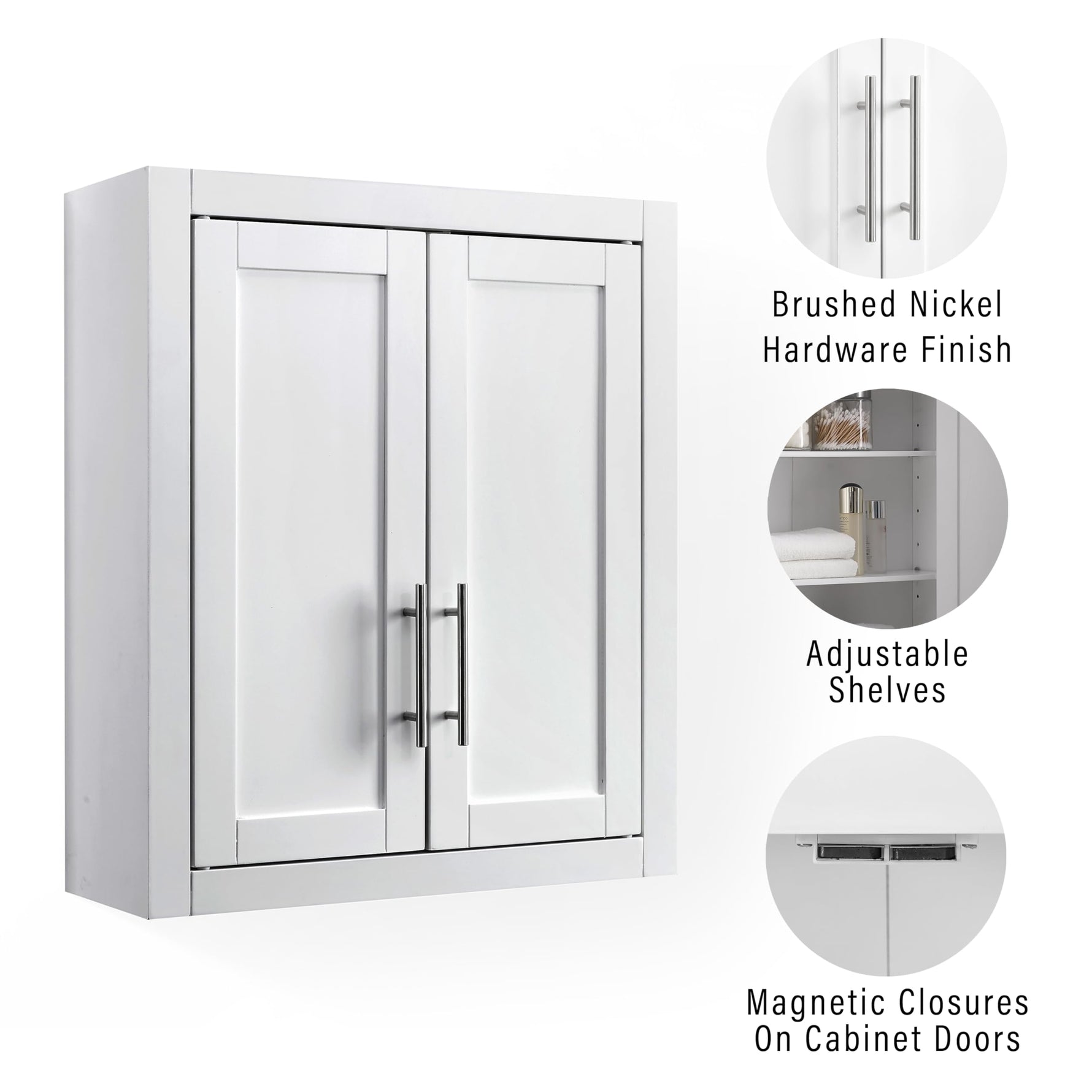 Crosley Furniture Savannah Wall Mounted Bathroom Storage Medicine Cabinet with Shelves, White