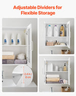 VEVOR Laundry Room Wall Cabinet, 2-Tier Wall Mounted Hanging Cabinet with Adjustable Shelf, Cupboard Storage with 2 Doors, for Kitchen, Bathroom, Laundry, 11.8 x 23.6 x 23.6 in (D x W x H), White