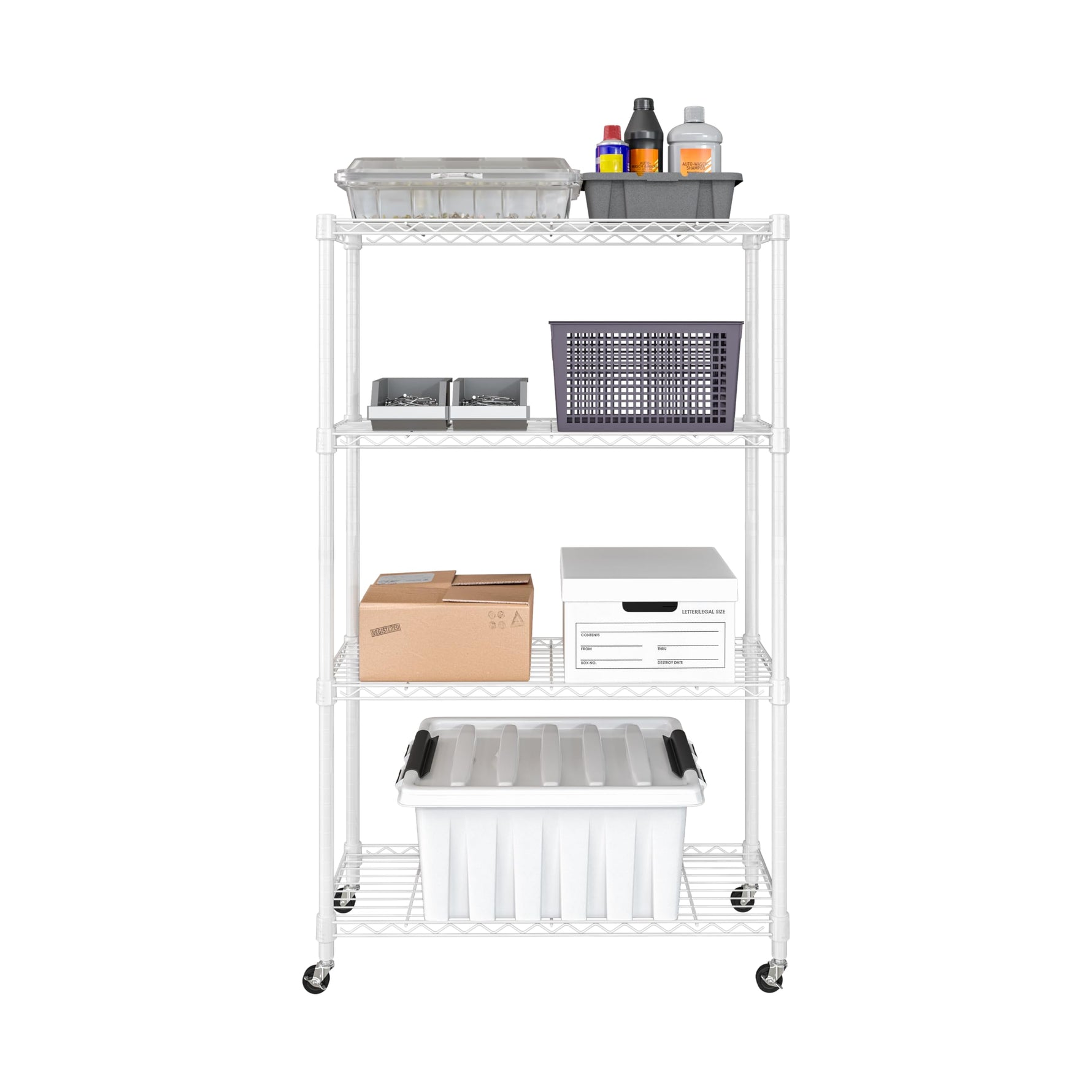 5-Tier Steel Wire Shelving, 30"W x 14"D x 61.5"H | Durable solid steel wire storage rack with adjustable shelves featuring 300 pounds per shelf weight capacity for home use