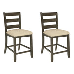 Signature Design by Ashley Skempton | 2-Count 24" Counter-Height Upholstered Bar Stools – Coastal Chic Ladder-Back, Antique White
