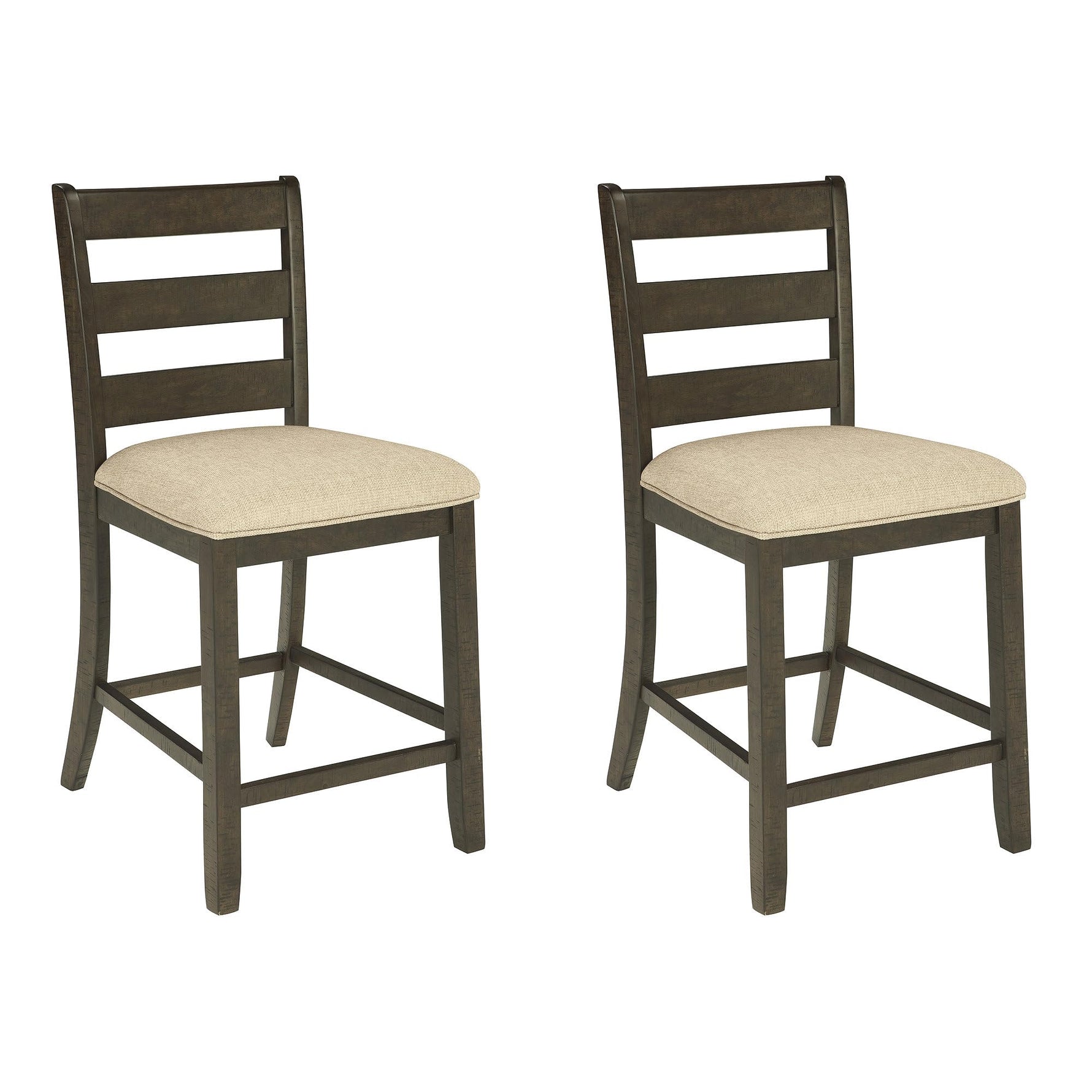 Signature Design by Ashley Skempton | 2-Count 24" Counter-Height Upholstered Bar Stools – Coastal Chic Ladder-Back, Antique White