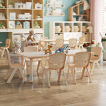 Flash Furniture Emmy Adjustable Classroom Activity Table with 6 Stackable Chairs, Plastic Activity Table for Kids, 23.625" W x 47.25" L, Blue/Gray