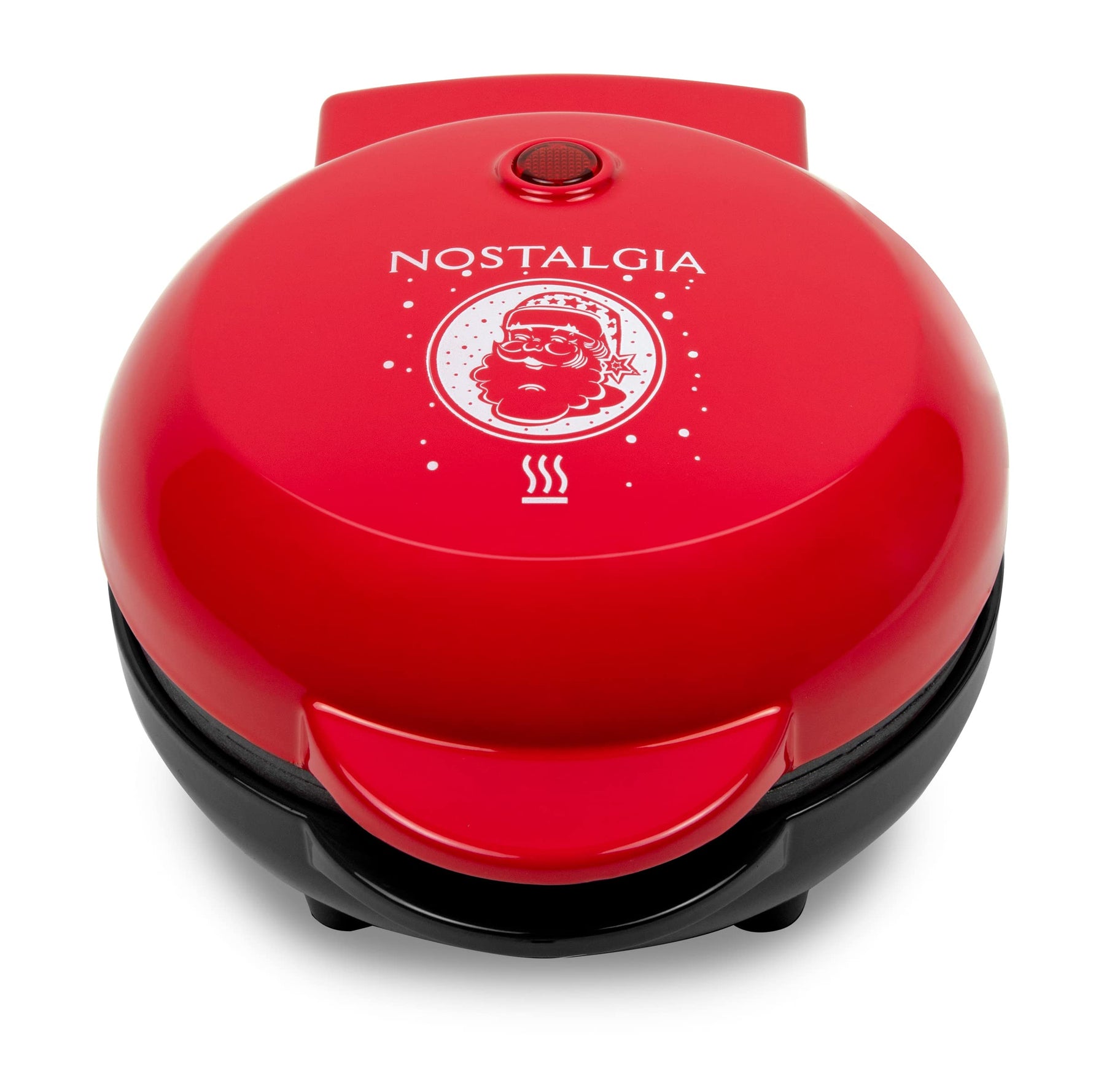 Nostalgia MyMini Personal Electric Santa Waffle Maker, Holiday Themed, 5-Inch Cooking Surface, Hash browns, French Toast, Grilled Cheese, Quesadilla, Brownies, Cookies, Red