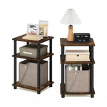 Furinno JUST Side Table, 3-Tier End Table, Open Shelves Night Stand, Bedside Table, Toolless Assembly, for Living Room, Bedroom, Bathroom, Columbia Walnut