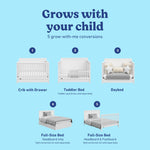 Graco Hadley 5-in-1 Convertible Crib with Drawer – GREENGUARD Gold Certified, Fits Standard Crib Mattress, Converts to Toddler Bed, Daybed and Full Bed, 4 Adjustable Mattress Heights (White)