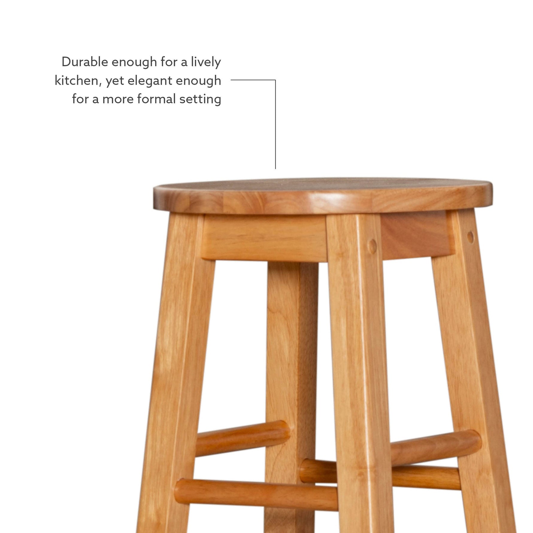 Linon Natural Barstool with Round Seat, 24-Inch