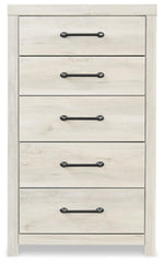 Signature Design by Ashley Cayboni Vintage 5 Drawer Wide Chest with Safety Stop for Bedroom, White