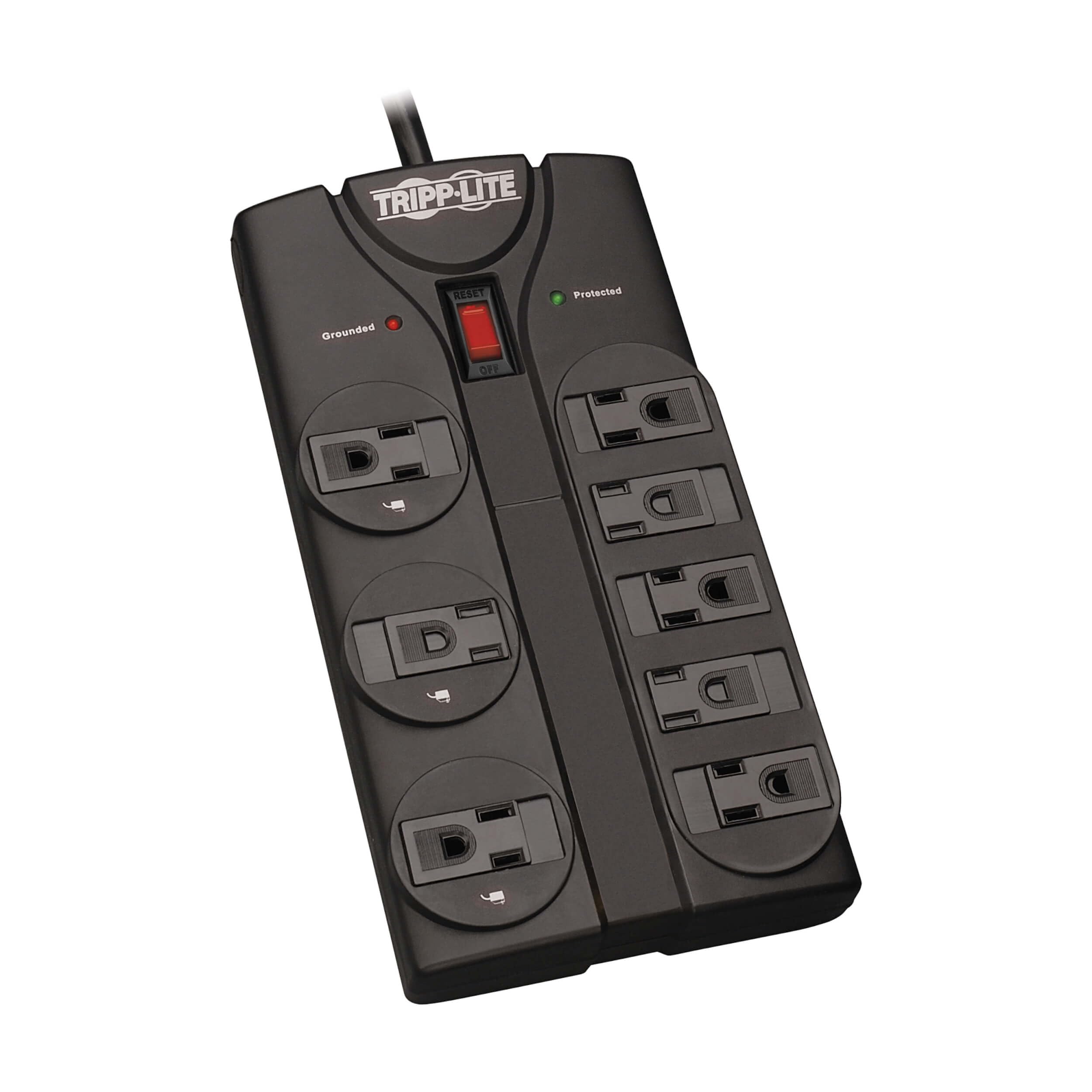 Eaton Tripp Lite Series TLP808B 8 Outlet Surge Protector Power Strip with Flat Plug, 1440 Joule Rating, Black, UL Listed & Certified, 8ft Extension Cord with Multiple Outlets for Home Office