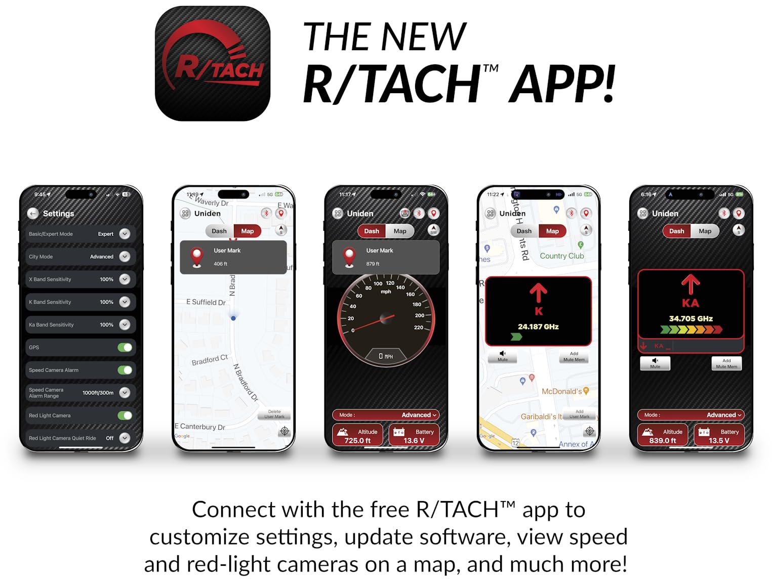 Uniden R4W (new Model) Extreme Long-Range Laser/Radar Detector, Record Shattering Performance, 360° Awareness, Built-in GPS, Wi-Fi, Bluetooth, Voice Alerts, Red Light & Speed Cameras, R/TACH App