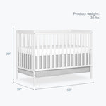 Dream On Me Synergy 5-in-1 Convertible Full-Size Baby Crib with Toddler, Day & Full Bed Conversion in White, GreenGuard Gold & BSA, 3 Mattress Heights, Sustainable Pinewood