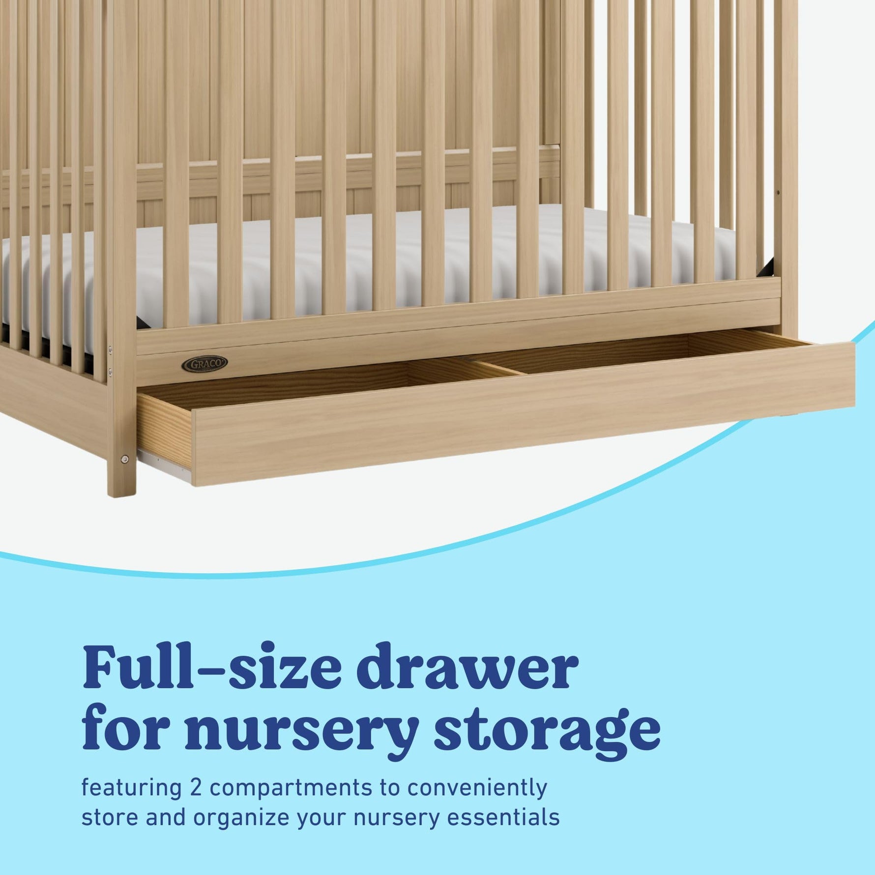 Graco Hadley 5-in-1 Convertible Crib with Drawer – GREENGUARD Gold Certified, Fits Standard Crib Mattress, Converts to Toddler Bed, Daybed and Full Bed, 4 Adjustable Mattress Heights (White)